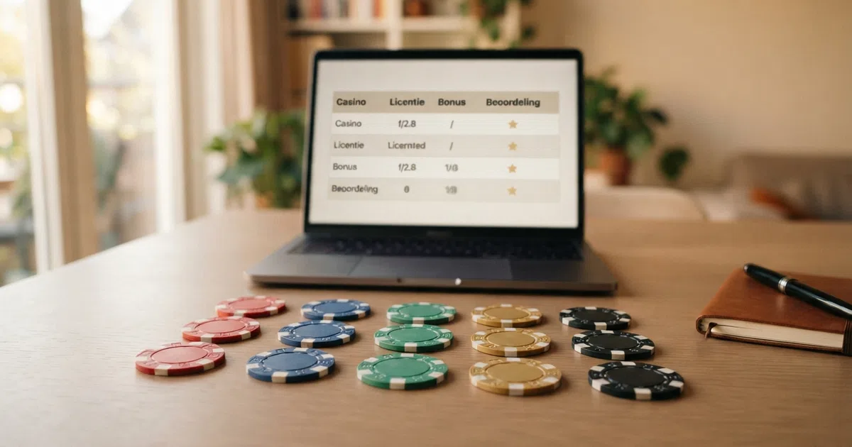 Een vergelijkend overzicht van de logo's van de tien besproken casino's, gerangschikt in een rij of grid, met hun licentiestatus duidelijk zichtbaar
