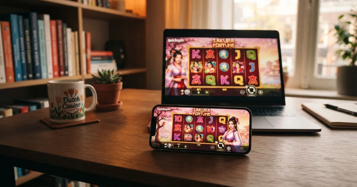 Quickspin-gokkasten op het scherm van een Nederlands online casino, met het herkenbare Quickspin-logo en een geopende slot