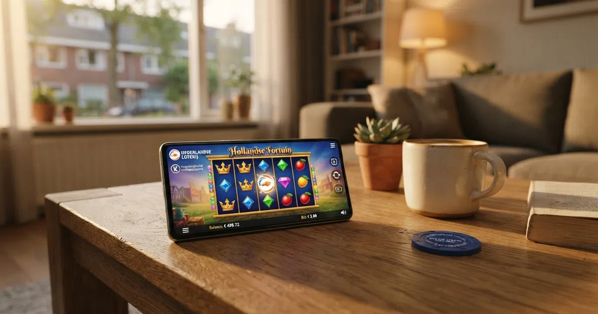 Het TOTO Casino logo op een donkere achtergrond met een smartphone die het spelaanbod toont
