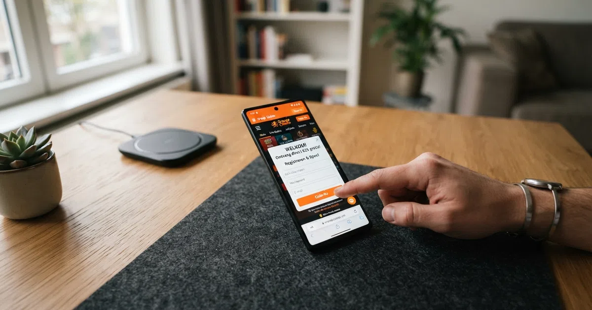 Een registratiescherm van een KSA-vergund online casino met een zichtbare no deposit bonus-aanbieding — een pop-up of bannersectie waarin “€25 gratis” of “geen storting nodig” prominent in beeld staat