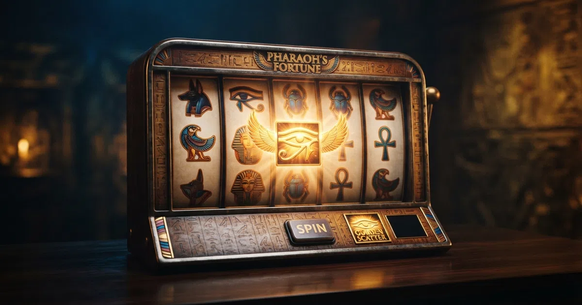 De vijf rollen van Book of Ra Deluxe met Egyptische symbolen, het Book of Ra-logo en de spin-knop in beeld