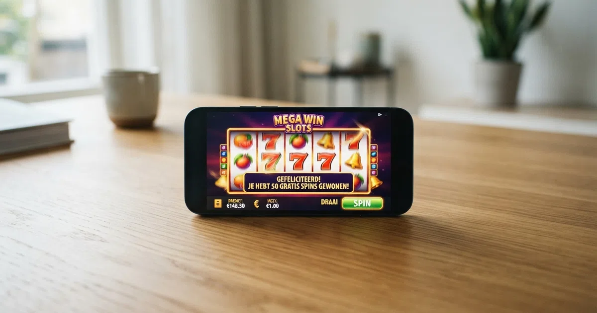 Een scherm van een online gokkast met het woord gratis spins zichtbaar op een Nederlands casino-platform
