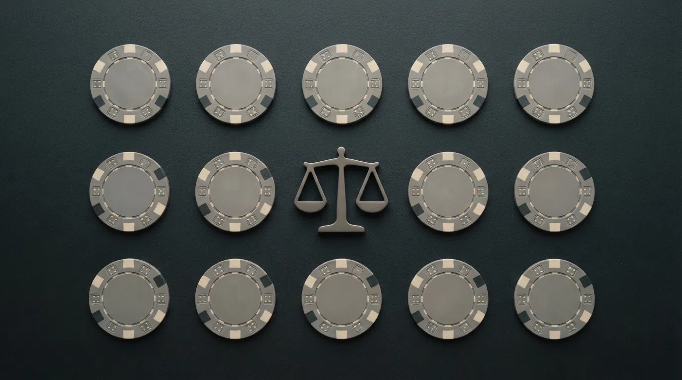 Een overzicht van casino-logo's en bonusbadges in een raster, met een vergelijkingspictogram in het midden