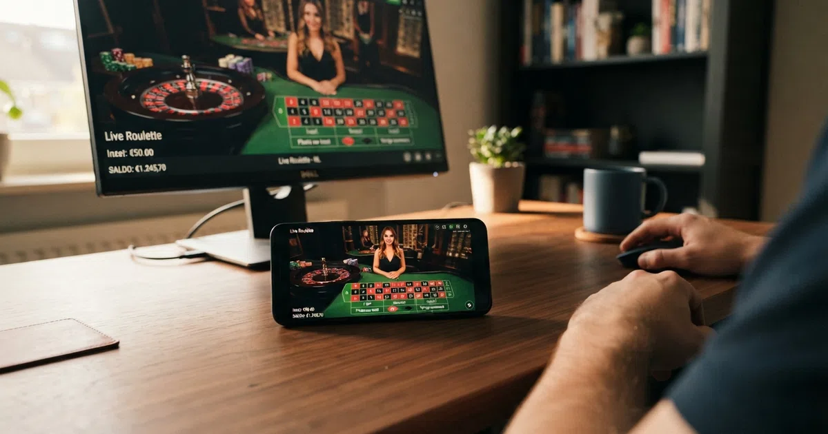 Een online casino-lobby met zichtbare inzetopties, spelcategorieën en een Nederlands talige interface