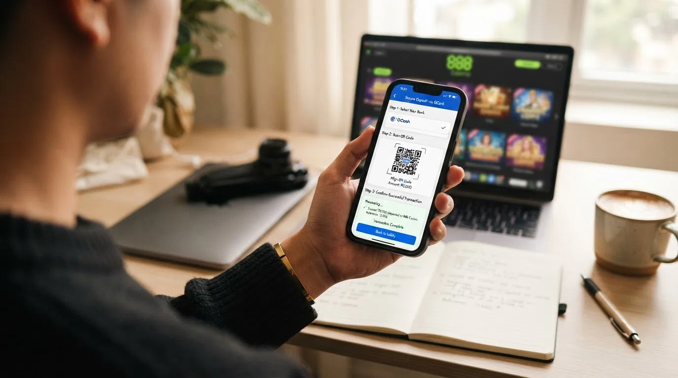 Een stapsgewijze weergave van een iDEAL-betaling: het kiezen van de bank, het scannen van de QR-code en de bevestiging van een geslaagde storting