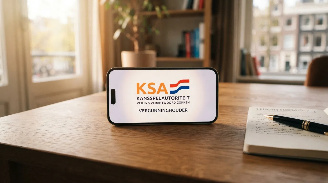 Het logo van de Kansspelautoriteit tegen een neutrale achtergrond