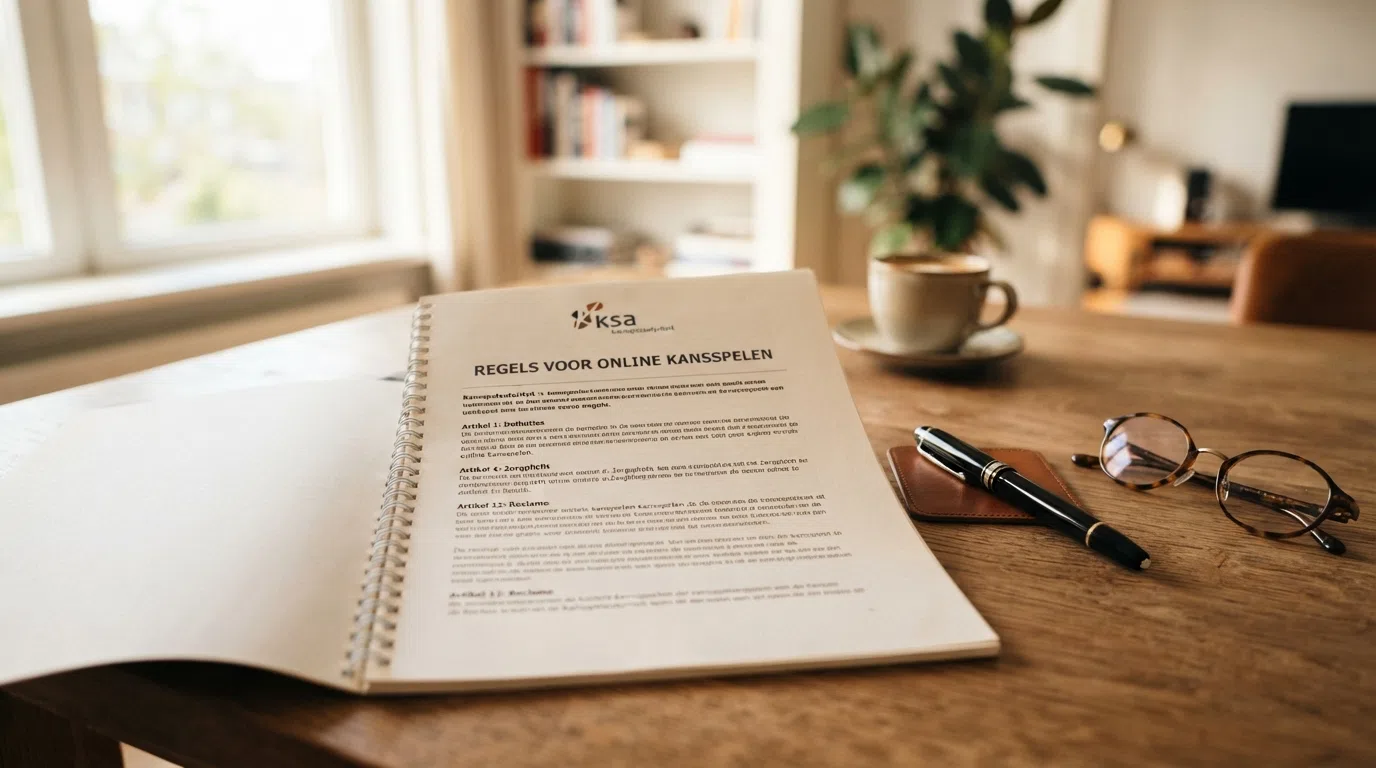 Het Kansspelautoriteit-logo op een officieel document met de Wet Kansspelen op Afstand ernaast — de juridische basis voor online gokken in Nederland