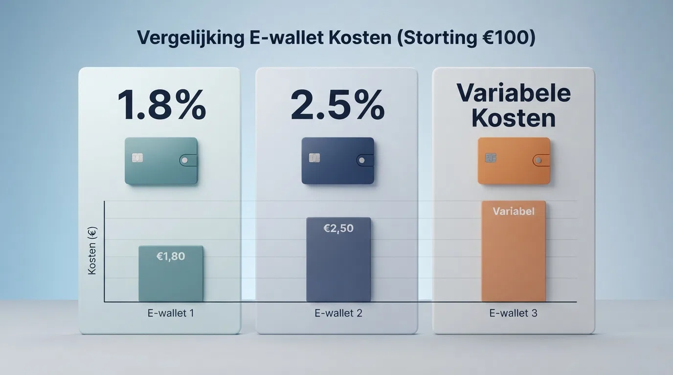 De stortingskosten van MiFinity (1,8%), Neteller (2,5%) en Skrill (variabel) in een visueel overzicht