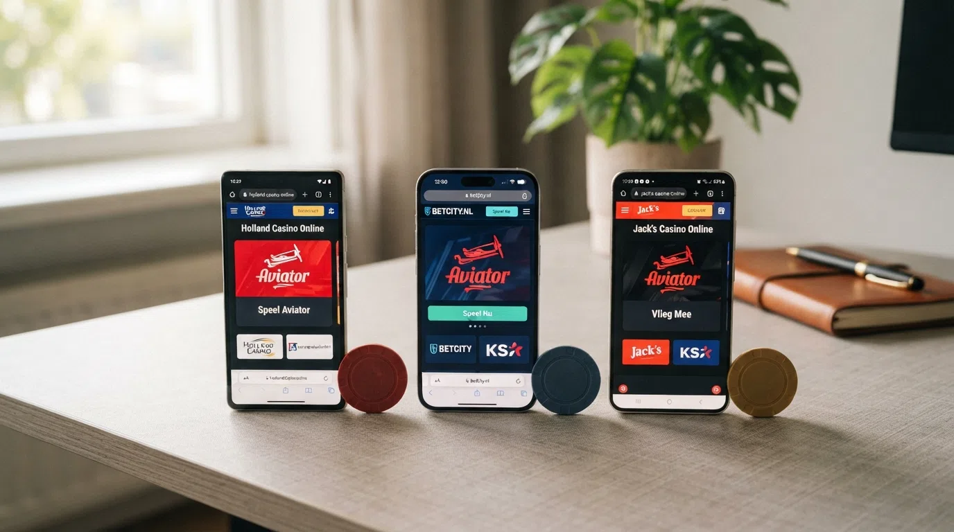 Een overzicht van de besproken Nederlandse online casino's met hun KSA-vergunningstatus en Aviator-beschikbaarheid