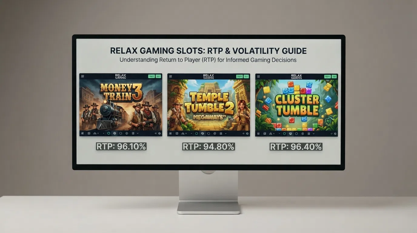 De titelschermen van Money Train 2, Money Train 4 en Temple Tumble Megaways naast elkaar met hun RTP-percentages onder elke titel
