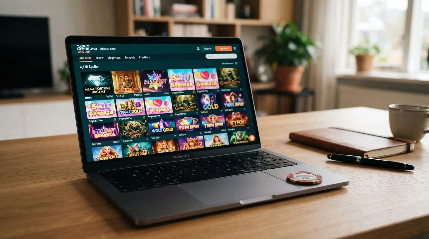 Het slot-lobby-scherm van TOTO Casino met meerdere gokkast-tegels zichtbaar, waaronder Sweet Bonanza en Mega Joker