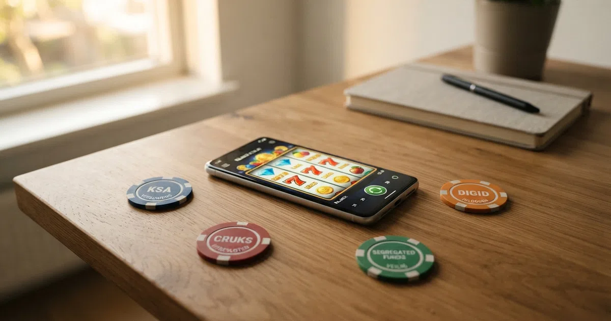 Vergunning, saldoscheiding, CRUKS-controle en DigiD — de vier pijlers van een veilig online casino in Nederland visueel samengebracht