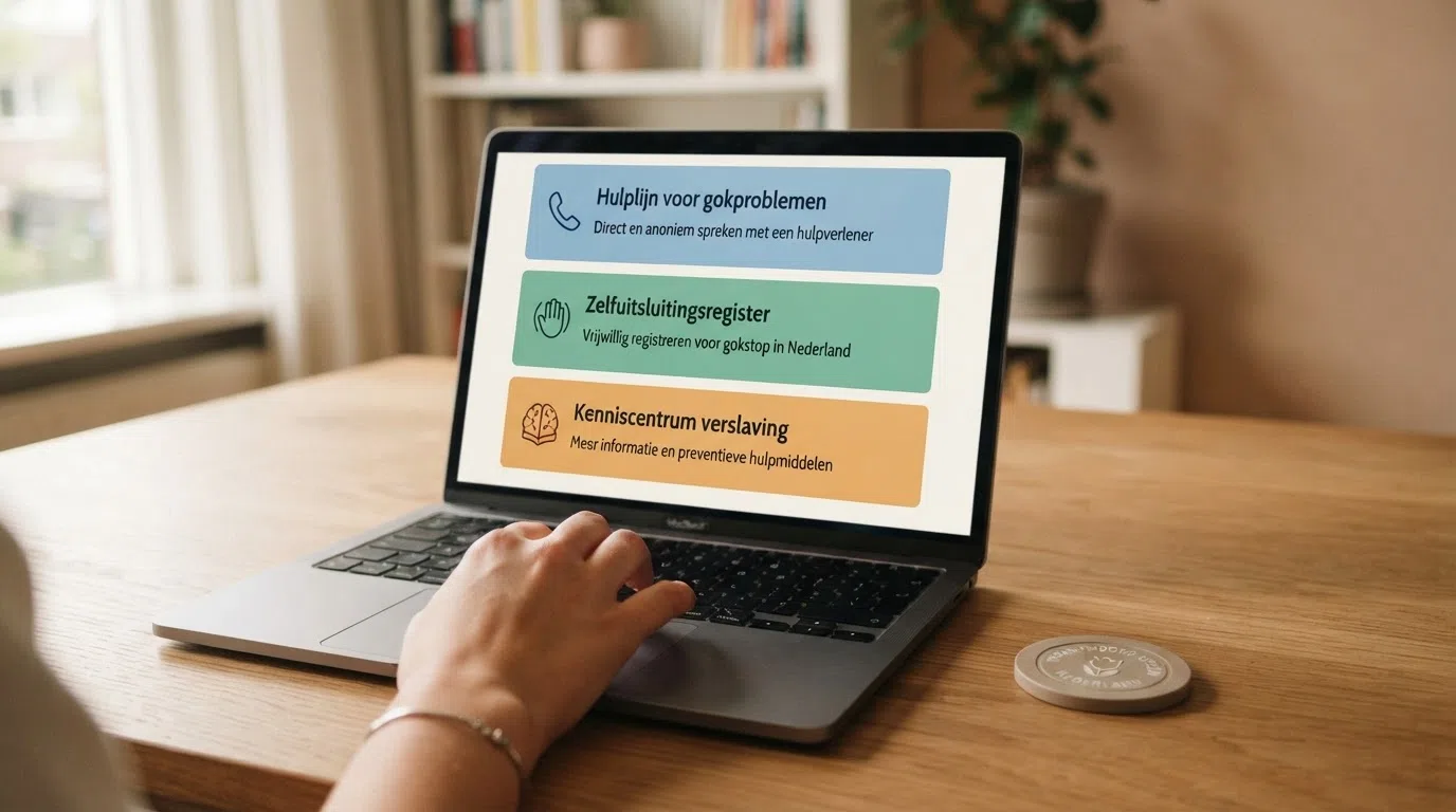 De logo's van Nederlandse hulporganisaties voor gokverslaving: Loket Kansspel, Gokstop en Trimbos Instituut op één scherm